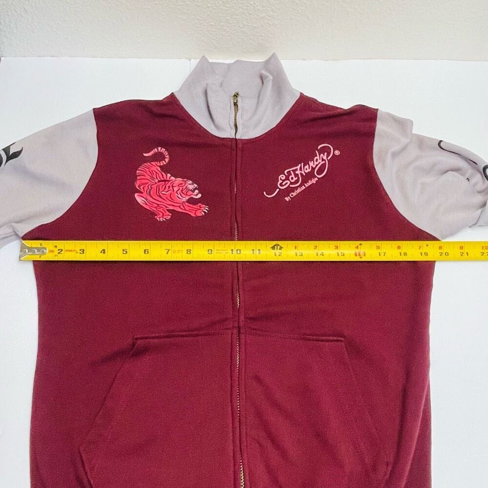 Ed Hardy Love Kills Zip Up Maroon Size XL - Picture 8 of 14